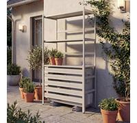 Mendler Cache en Aluminium pour climatiseur/échangeur Thermique HWC-P95, Cache pour Grille de Protection, étagère 163 x 90 x 38 cm - Gris-Blanc