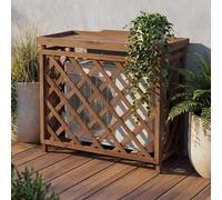 Mendler Cache pour climatiseur/échangeur Thermique HWC-Q14, Cache en Bois certifié MVG 78 x 90 x 45 cm - Brun foncé
