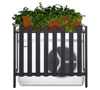 Cache pour climatiseur/pompe à chaleur HWC-K58 étagère pour plantes - métal 80x90x39cm - gris