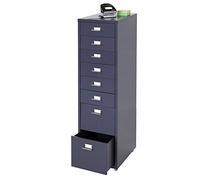 Caisson À Roulettes Boston T851, Placard À Tiroirs En Acier, 109x28x44 Cm 8 Tiroirs Gris Foncé Multicolore