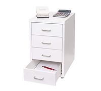 Caisson À Roulettes Boston T851, Armoire À Tiroirs, En Acier, 48x28x41cm, 4 Tiroirs Blanc Multicolore