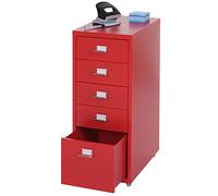 Mendler Caisson à roulettes Boston T851 69x28x44cm 5 tiroirs Rouge