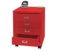 Mendler Caisson à roulettes HWC-L49, Armoire à tiroirs Acier Armoire à dossiers, métal 55x40x41cm 4 tiroirs - Rouge