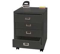 Mendler Caisson à roulettes HWC-L49, Armoire à tiroirs Acier Armoire à dossiers, métal 55x40x41cm 4 tiroirs - Gris foncé