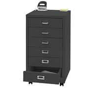 Caisson Roulant Hwc-L49, Armoire À Tiroirs En Acier Armoire À Dossiers, Métal 75x40x41cm 6 Tiroirs Gris Foncé Multicolore