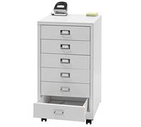 Caisson À Roulettes Hwc-L49, Armoire À Tiroirs Acier Armoire À Dossiers, Métal 75x40x41cm 6 Tiroirs Blanc Multicolore