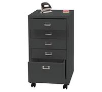 Mendler Caisson Roulant HWC-L49 métal 75x40x41cm 5 tiroirs Gris foncé