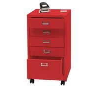 Caisson À Roulettes Hwc-L49, Armoire À Tiroirs Acier Armoire À Dossiers, Métal 75x40x41cm 5 Tiroirs Rouge Multicolore