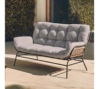 Mendler Canapé 2 Places HWC-P75 Polyrotin métal Gris foncé, Rembourrage Gris Clair