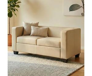 Mendler Canapé/Sofa Lille, 2 Places, 137x75x70cm, Cuir reconstitué - crème