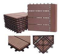 Mendler Carreau de Sol WPC 11x Chaque 30x30cm = 1m² Premium - café Linear waagrecht