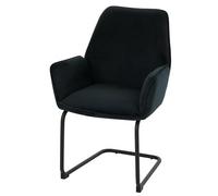 Mendler Chaise Cantilever HWC-G67 Tissu/Textile Öko-Tex MVG Bleu-Anthracite