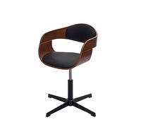 Mendler Chaise de bureau HWC-H46 réglable en hauteur bois courbé aspect noyer cuir synthétique noir