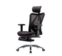 Mendler Chaise de bureau HWC-J86 – charge max. 150 kg avec repose-pieds – Noir