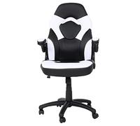 Chaise de bureau MENDLER HWC-K13 similicuir noir-blanc Blanc G