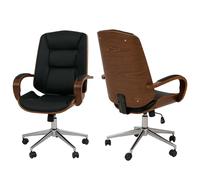 Mendler Chaise de Bureau HWC-O83 (280 g/m²) Bois courbé certifié MVG Aspect Noyer Noir