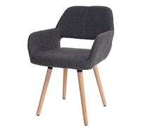 Mendler Chaise de Salle à Manger Altena II, Fauteuil - Tissu, Gris
