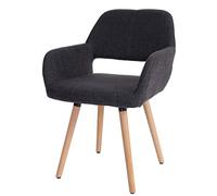 Mendler Chaise de Salle à Manger HWC-A50 II, Fauteuil - Tissu, Gris foncé
