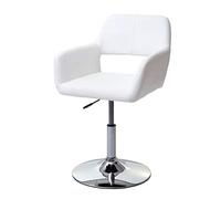 Mendler Chaise de Salle à Manger HWC-A50 III Similicuir Blanc Pied en métal chromé