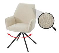 Chaise De Salle À Manger Hwc-G67, Chaise De Cuisine Avec Accoudoirs, Pivotante Auto-Position, Chenille Öko-Tex Mvg Crème Multicolore