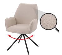 Mendler Chaise de Salle à Manger HWC-G67 Tissu/Textile bouclé eco-tex MVG crème