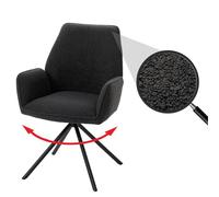 Mendler Chaise de Salle à Manger HWC-G67 Tissu/Textile bouclé eco-tex MVG Gris foncé