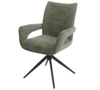 Chaise de salle à manger HWC-O78, chaise de cuisine, pivotante avec retour automatique, tissu/textile chenille (310 g/m²) Öko-Tex vert