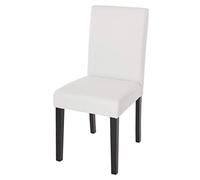 Chaise De Salle À Manger Littau, Chaise De Cuisine, Similicuir Blanc Mat, Pieds Foncés Blanc