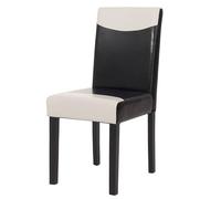 Mendler Chaise de Salle à Manger Littau Similicuir Noir Blanc Pieds foncés
