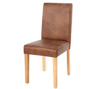 Mendler Chaise de salle à manger Littau – tissu simili-daim, pieds clairs marron