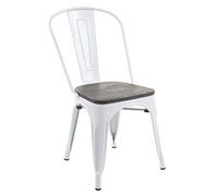 Mendler Chaise HWC-A73 métal Style Industriel Blanc