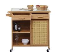 Mendler Chariot de Service HWC-K11 Roulant 85x84x36cm Bambou Marron