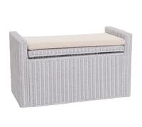 Mendler Coffre de Stockage, Banquette M92 rotin avec Coussin Kissen 88cm - Blanc