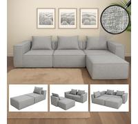 Mendler Combinaison de canapés HWC-O54 63x270x190cm Gris Clair