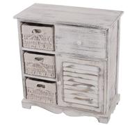 Mendler Commode 3 paniers 1 tiroir 60 x 30 x 63 cm shabby vintage blanc