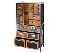 Commode à pharmacie MENDLER HWC-L38 Métal Bois Sapin Vintage Shabby-Look 120x62x33cm Bois G