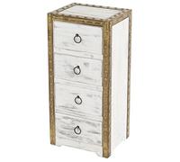 Commode à tiroirs Duran style shabby vintage 70x33x26cm blanc Blanc G