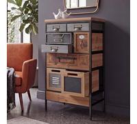 Mendler Commode d'apothicaire HWC-Q77 Vintage Bois et métal 85x45x35cm