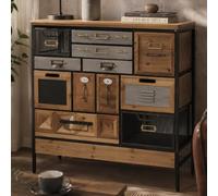 Mendler Commode de Pharmacie HWC-Q77 Style Industriel Vintage Bois et métal 85x84x36cm