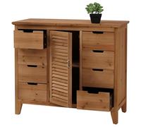 Mendler Commode de pharmacien HWC-O63, Armoire avec Compartiments de Rangement et tiroirs, Style Vintage Shabby avec Volets 80x91x40cm - Corps Naturel