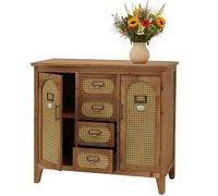 Mendler Commode de pharmacien HWC-O63 Aspect rotin Vintage 80x91x40cm Corps Naturel