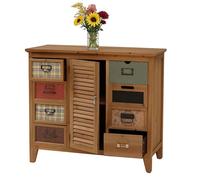 Mendler Commode de pharmacien HWC-O63 Vintage Shabby Volet 80x91x40cm Corps Naturel