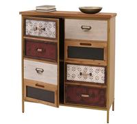 Mendler Commode de pharmacien HWC-O79 Aspect Vintage Shabby 94x80x35cm, Rouge/Bleu