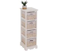 Commode / Étagère 4 Paniers, 25x28x74cm, Shabby, Vintage, Blanc Multicolore