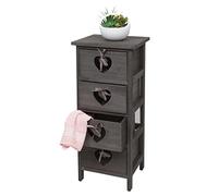Mendler Commode Forli, Armoire 4 tiroirs avec cœurs 70x29x25cm Vintage Gris-Brun