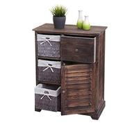Commode MENDLER HWC-H21 en bois massif 80x60x30cm brun miteux Marron