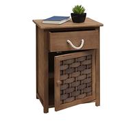 Commode Hwc-K83, Armoire À Tiroirs, Bois 55x39,5x28,5cm Brun Foncé, Poly Rotin Brun Foncé Multicolore