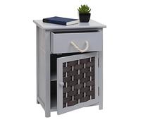 Mendler Commode HWC-K83, Armoire à tiroirs, Bois 55x39,5x28,5cm - Gris, Poly rotin Gris foncé