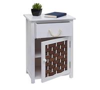 Commode HWC-K83 bois 55x39,5x28,5cm blanc poly rotin brun