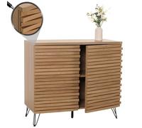 Commode Hwc-M49, Armoire Sideboard Highboard, 3d-Design Compartiments De Rangement, Bois Massif Mango Métal 85x95x45cm Naturel Multicolore